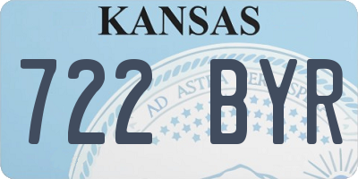KS license plate 722BYR