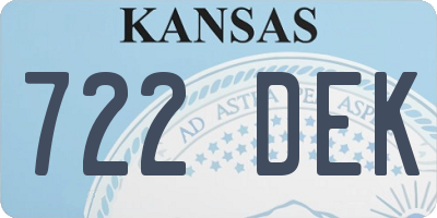 KS license plate 722DEK