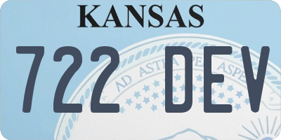 KS license plate 722DEV