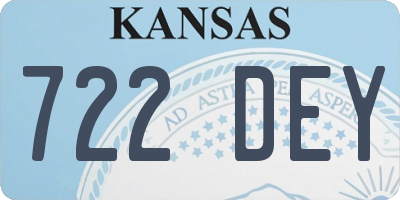 KS license plate 722DEY