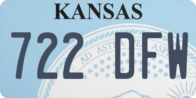 KS license plate 722DFW
