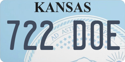 KS license plate 722DOE