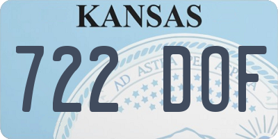 KS license plate 722DOF