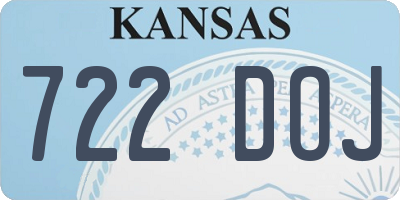 KS license plate 722DOJ