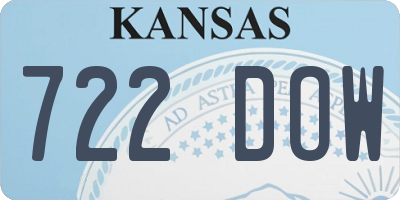 KS license plate 722DOW