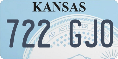 KS license plate 722GJO