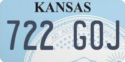 KS license plate 722GOJ