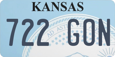 KS license plate 722GON