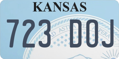 KS license plate 723DOJ