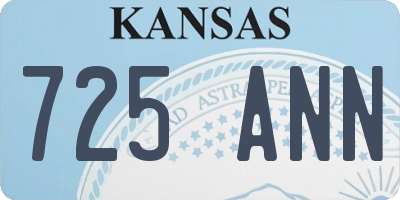 KS license plate 725ANN