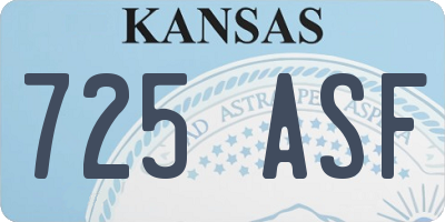 KS license plate 725ASF