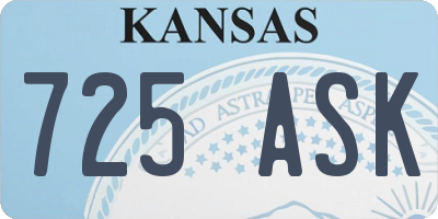 KS license plate 725ASK