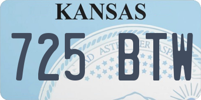 KS license plate 725BTW