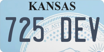 KS license plate 725DEV
