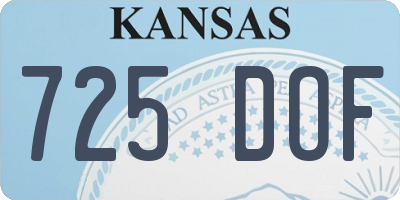 KS license plate 725DOF