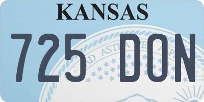 KS license plate 725DON