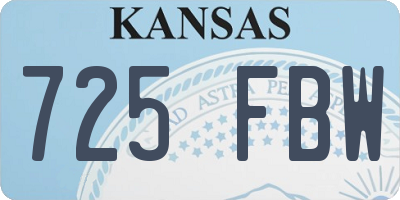KS license plate 725FBW