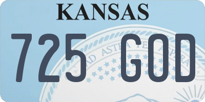 KS license plate 725GOD