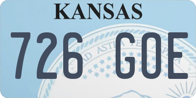 KS license plate 726GOE