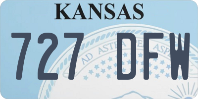 KS license plate 727DFW