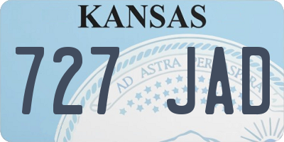 KS license plate 727JAD