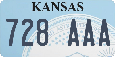 KS license plate 728AAA