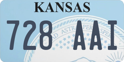 KS license plate 728AAI