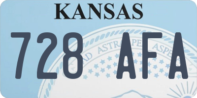 KS license plate 728AFA