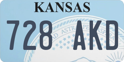 KS license plate 728AKD
