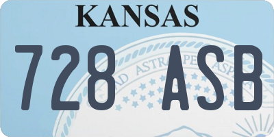 KS license plate 728ASB
