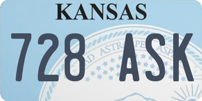 KS license plate 728ASK