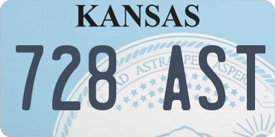 KS license plate 728AST