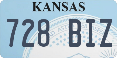 KS license plate 728BIZ