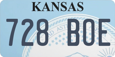 KS license plate 728BOE
