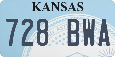 KS license plate 728BWA