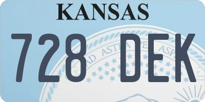 KS license plate 728DEK