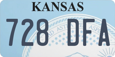 KS license plate 728DFA