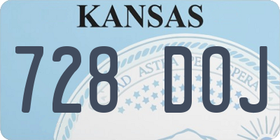 KS license plate 728DOJ