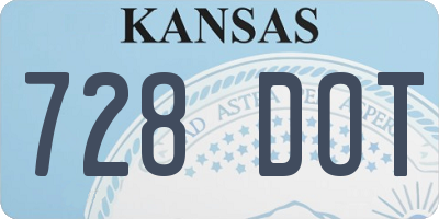 KS license plate 728DOT