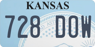 KS license plate 728DOW