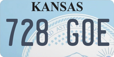 KS license plate 728GOE