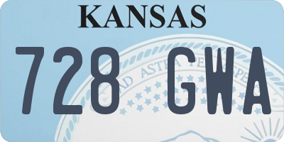 KS license plate 728GWA