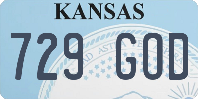 KS license plate 729GOD