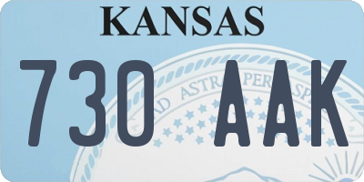 KS license plate 730AAK