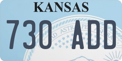 KS license plate 730ADD