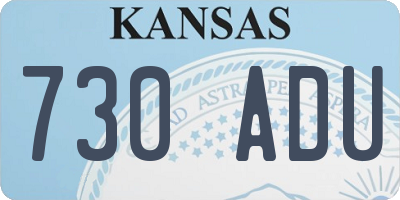 KS license plate 730ADU