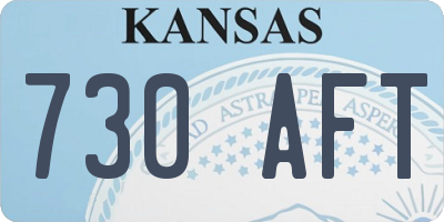KS license plate 730AFT