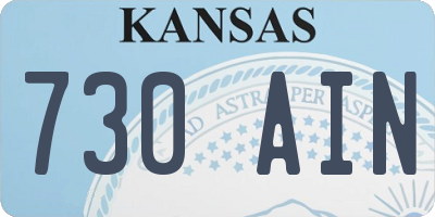 KS license plate 730AIN