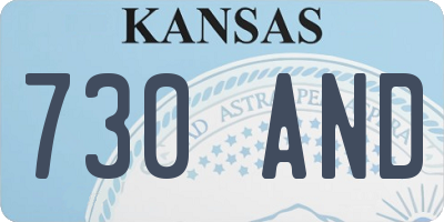 KS license plate 730AND