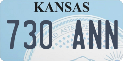 KS license plate 730ANN